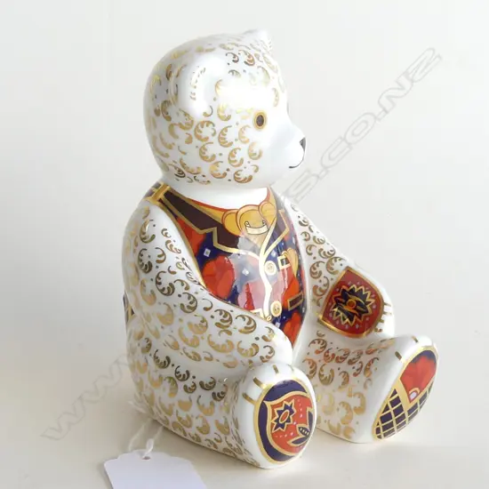 A Royal Crown Derby porcelain paperweight Teddy Bear